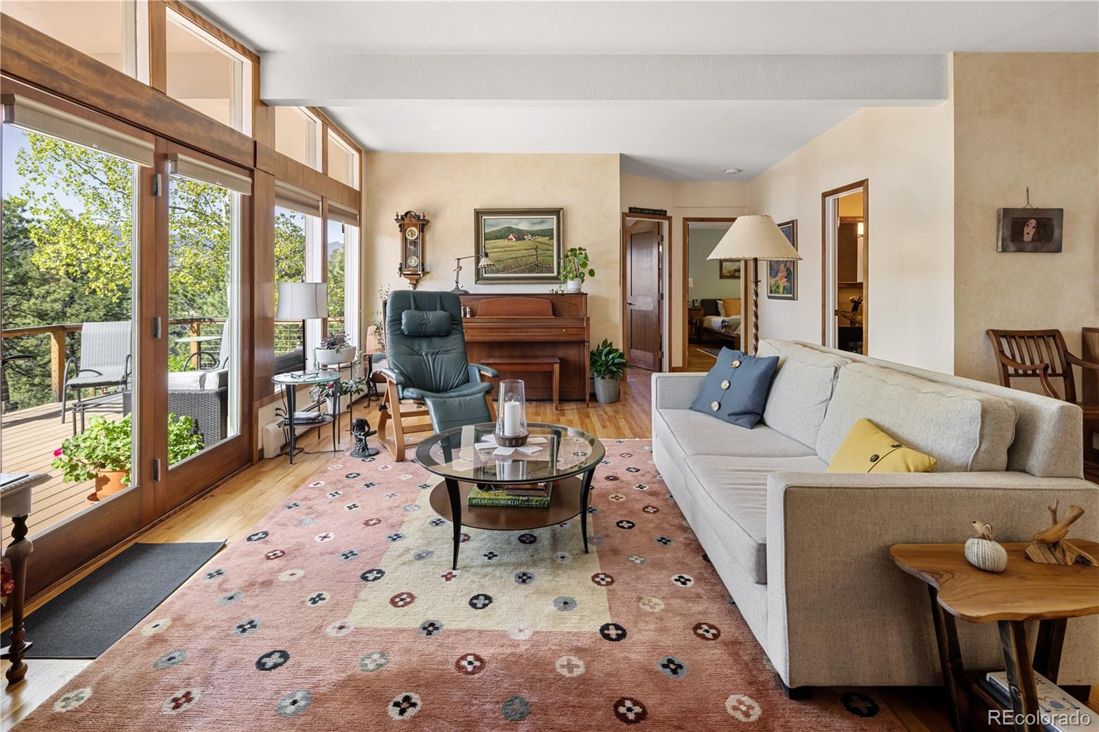 107 Elk Drive Evergreen, CO 80439 - Photo 13 of 45 a living room with furniture large window and wooden floor