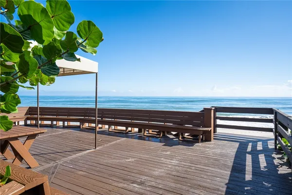 a view of a terrace with seating space