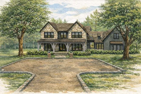 front view of a house with a yard