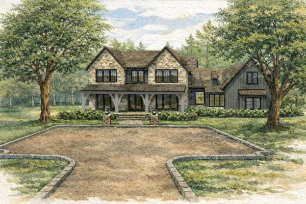 front view of a house with a yard