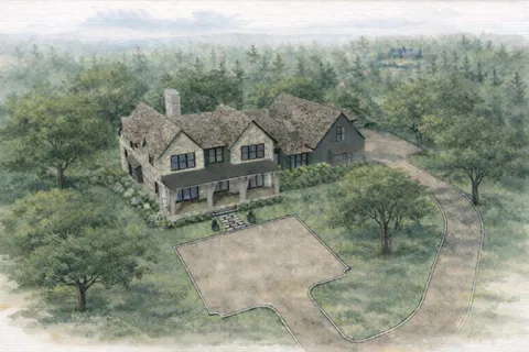 an aerial view of a house