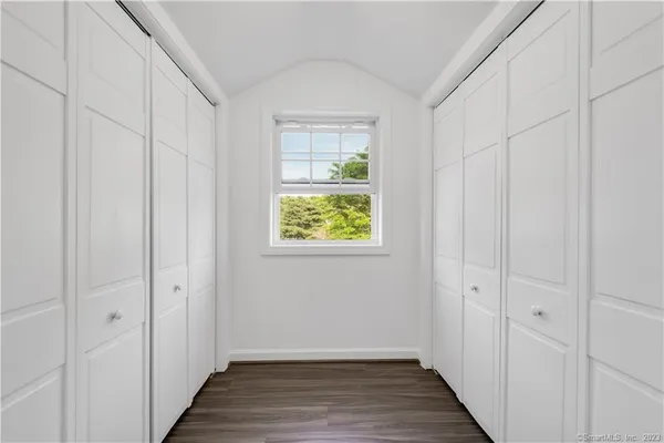 a view of vanity mirror and windows