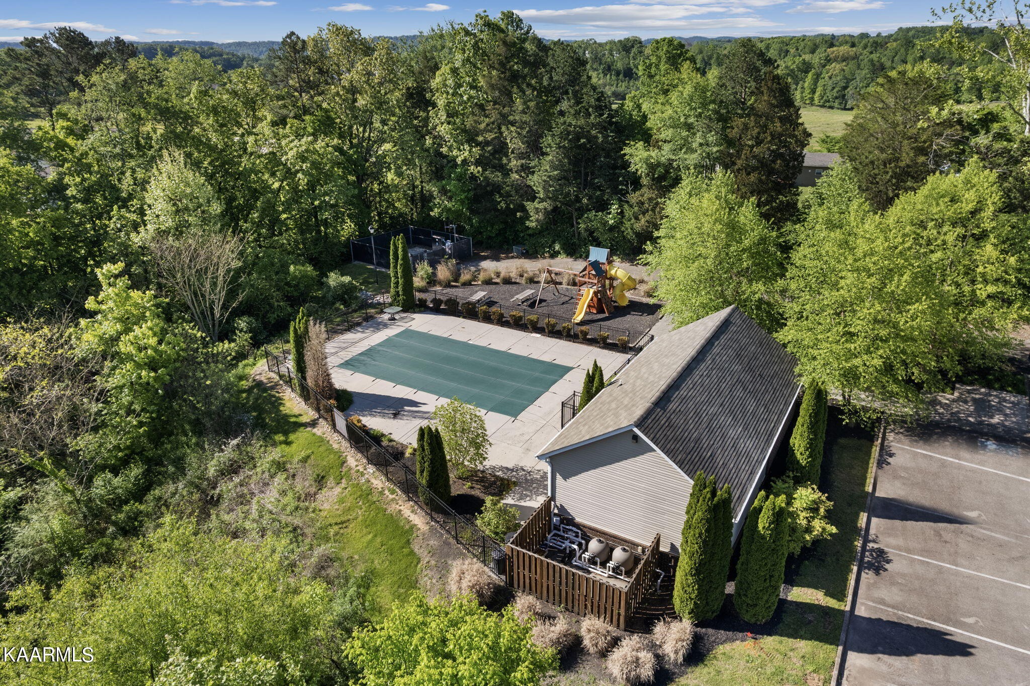 1825 Turning Point Road Powell, TN 37849 - Photo 37 of 40 an aerial view of a house with swimming pool and garden