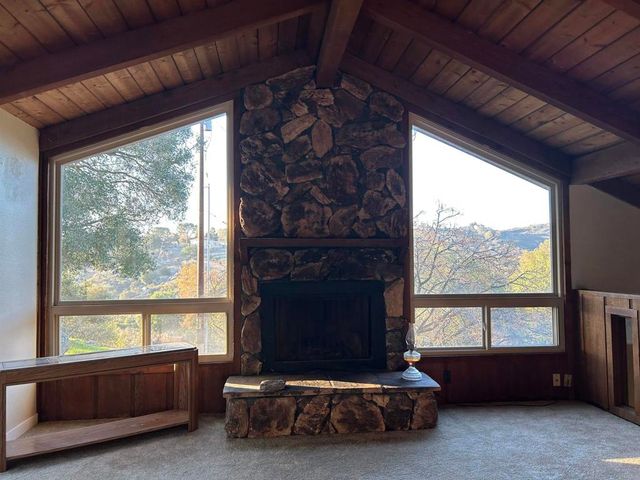 a living room with a large window