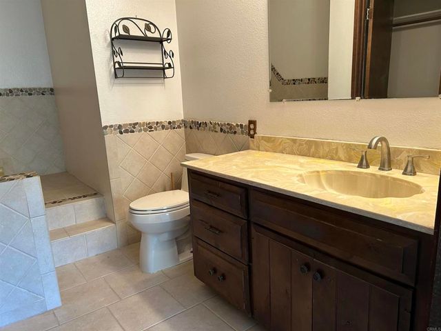 a bathroom with a sink toilet and mirror