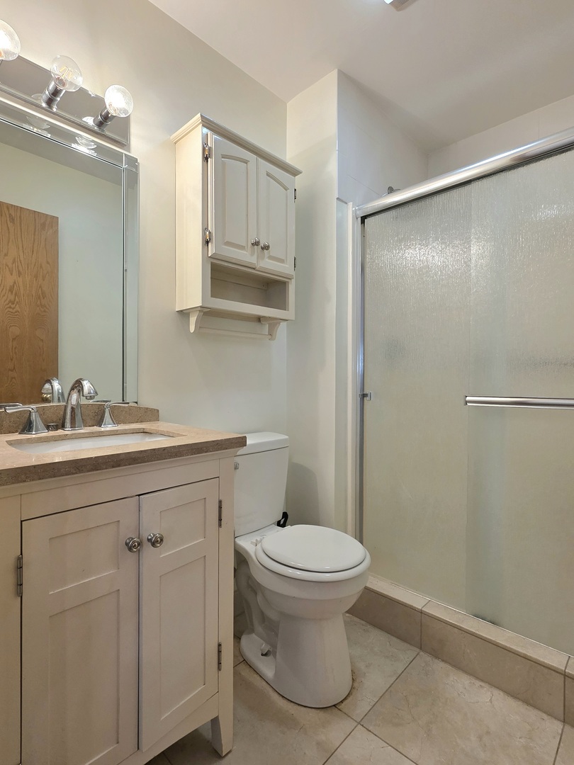 25028 Cashel Bay Road Manhattan, IL 60442 - Photo 19 of 32 a bathroom with a granite countertop sink toilet and shower