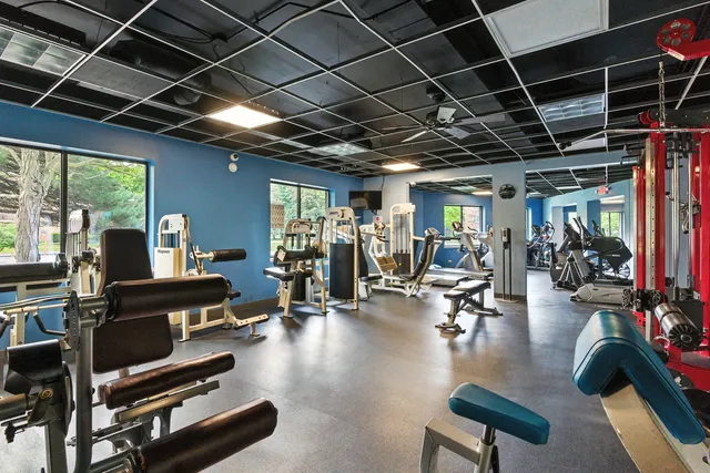a view of a room with gym equipment