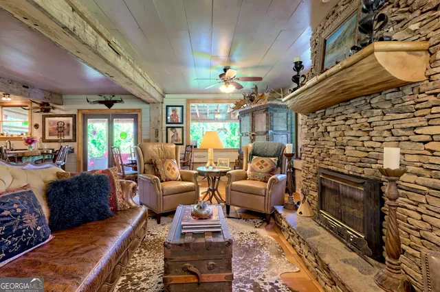 a outdoor space with patio couches and a potted plant