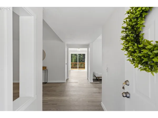 a view interior of a house with wooden floor