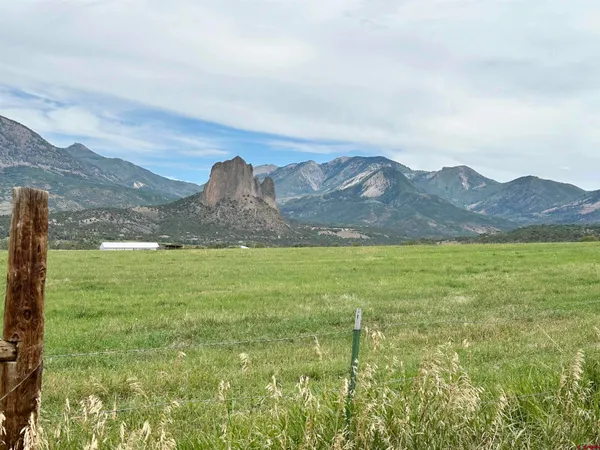 a view of a yard with an ocean