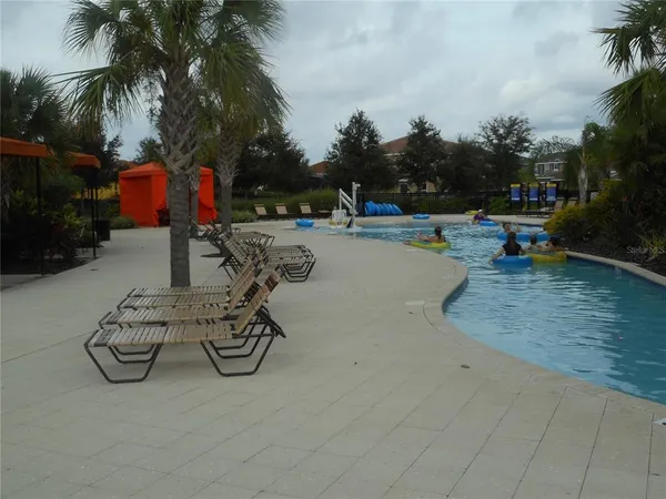 a view of a street with sitting area