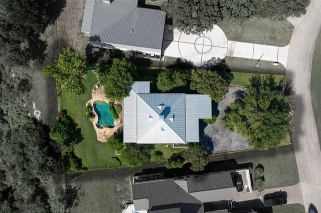 an aerial view of a house