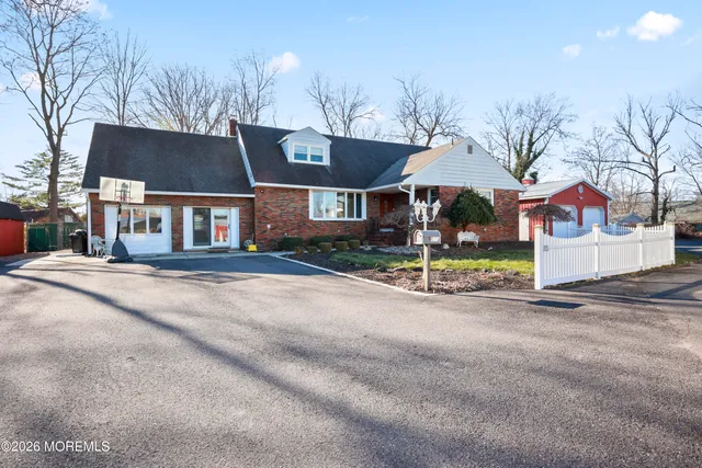 a front view of a building with street view