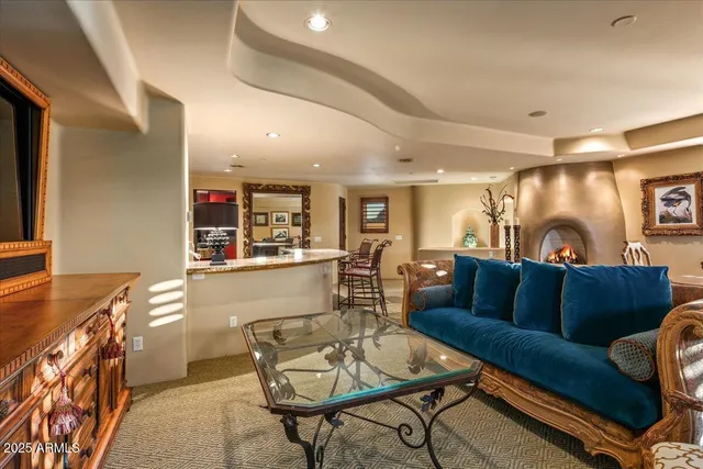 a view of a terrace with sitting area