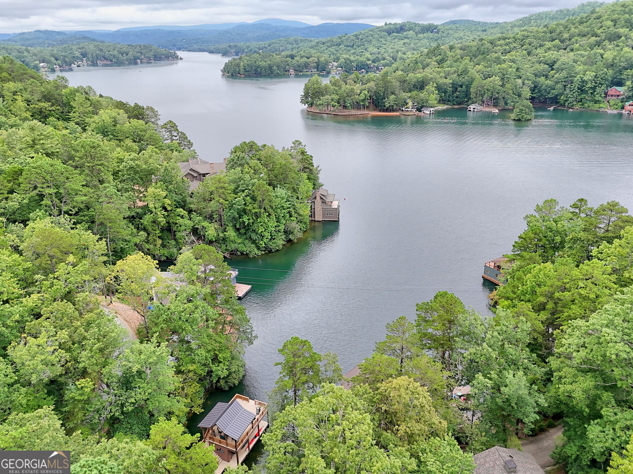 3019 Moccasin Creek Road Clarkesville, GA 30523 - Photo 70 of 72 an aerial view of a houses with outdoor space and lake view