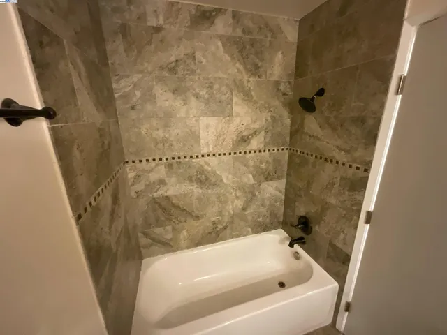 a bathroom with a bathtub