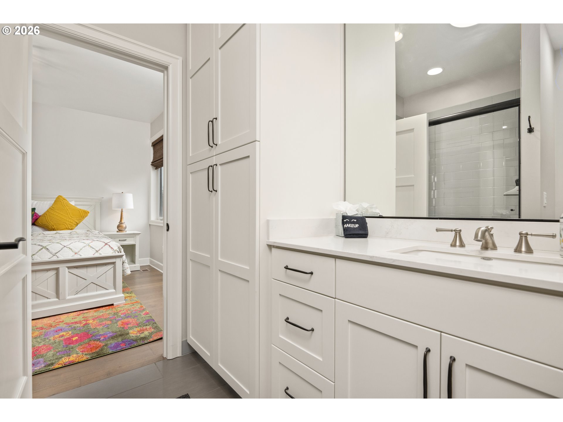 15682 Northeast Yamhill Road Yamhill, OR 97148 - Photo 20 of 47 a bathroom with a sink double vanity and a mirror