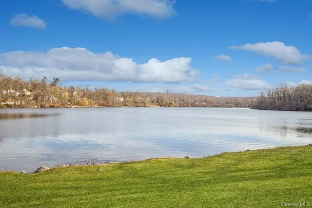 a view of a lake from a yard