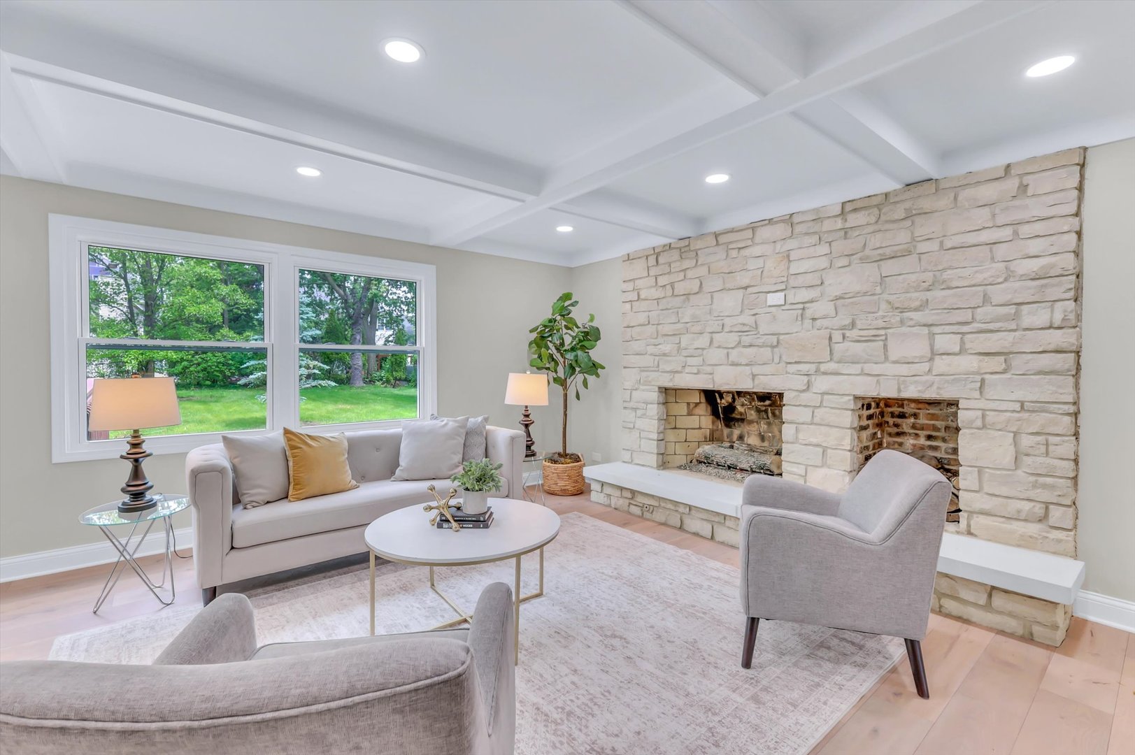 967 West Bauer Road Naperville, IL 60563 - Photo 10 of 37 a living room with fireplace furniture and a large window