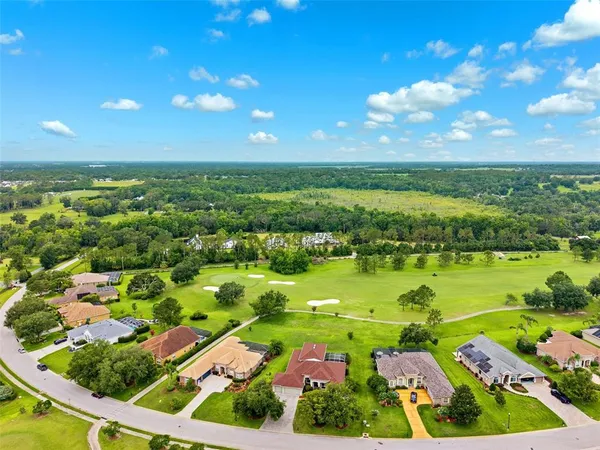 an aerial view of residential houses with outdoor space and street view