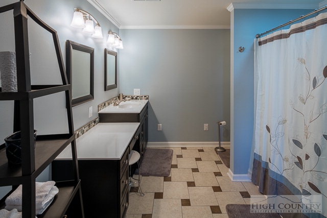 1762 Hidden Spring Road West Jefferson, NC 28694 - Photo 27 of 46 a bathroom with a sink a toilet a mirror and shower