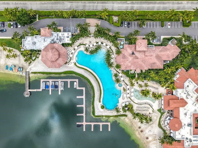 a view of a lake with a outdoor space