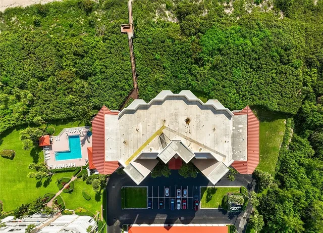 an aerial view of a house