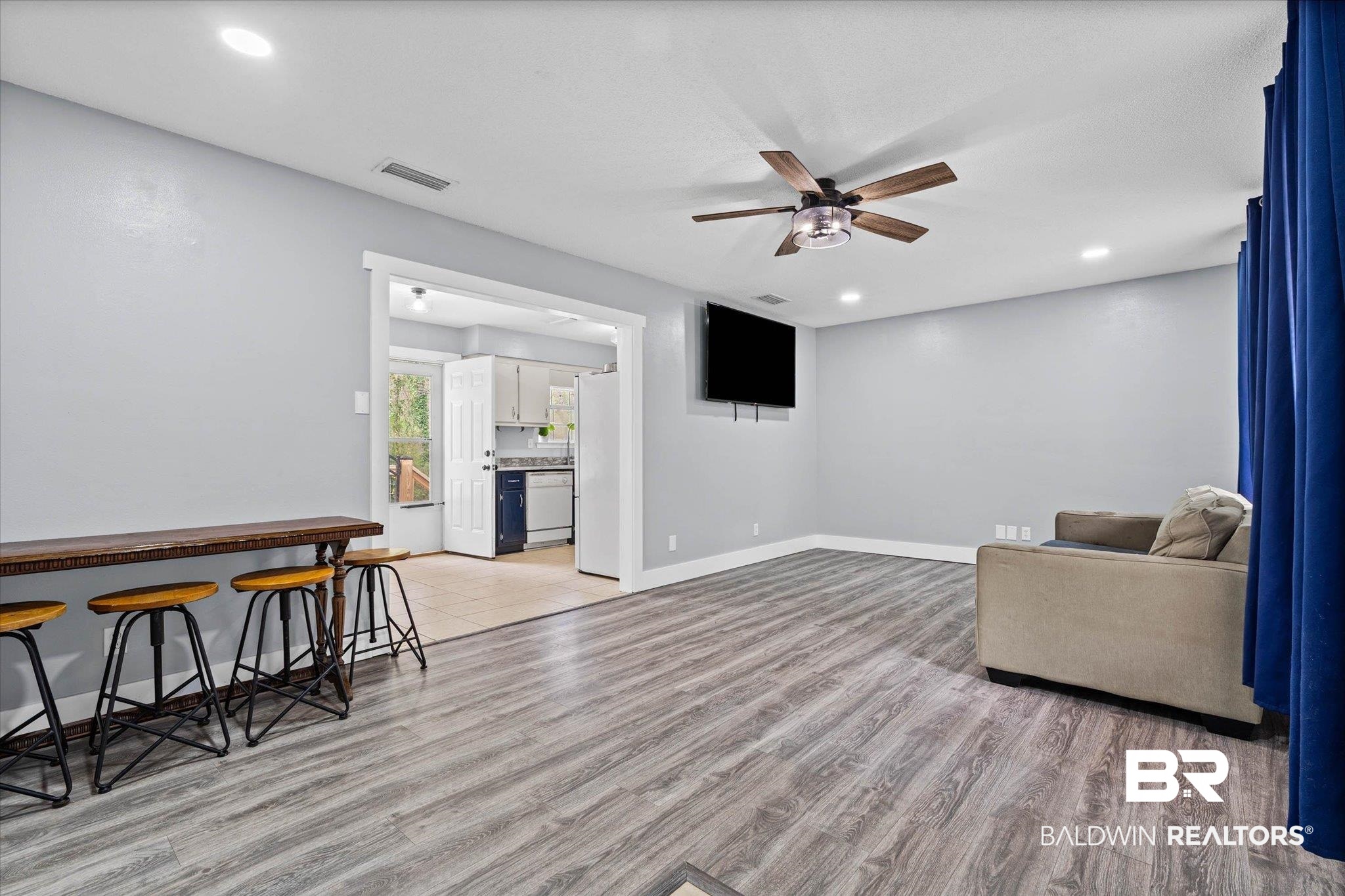 1849 Ranch House Drive Semmes, AL 36575 - Photo 4 of 23 Living area featuring recessed lighting, light wood-type flooring, and ceiling fan