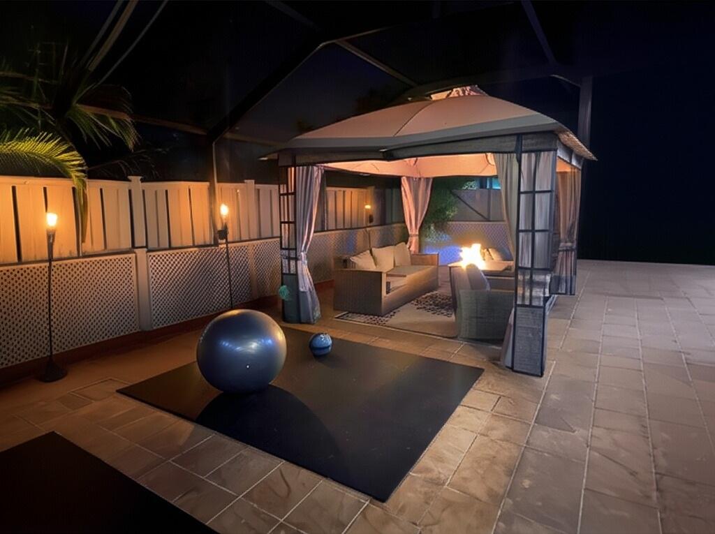 Screened Courtyard at Night