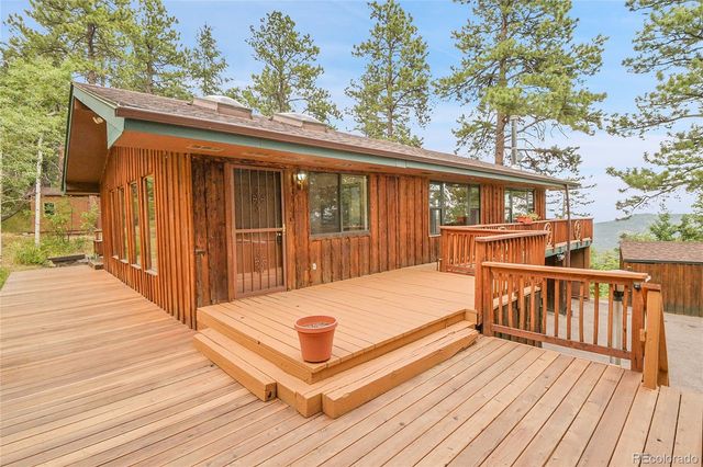 a view of a wooden deck