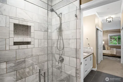 a bathroom with a shower