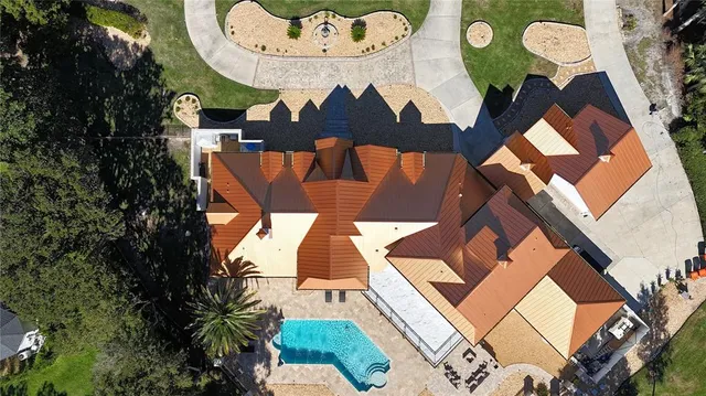 an aerial view of a house