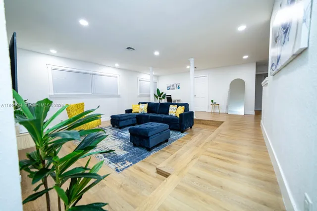 a living room with furniture