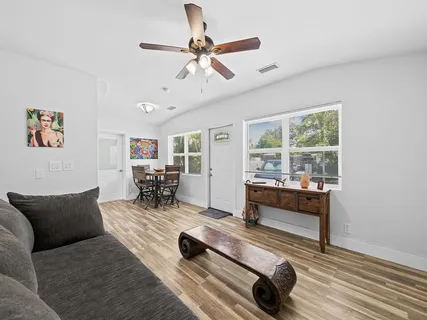 a living room with furniture