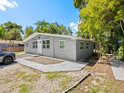 a view of backyard of house