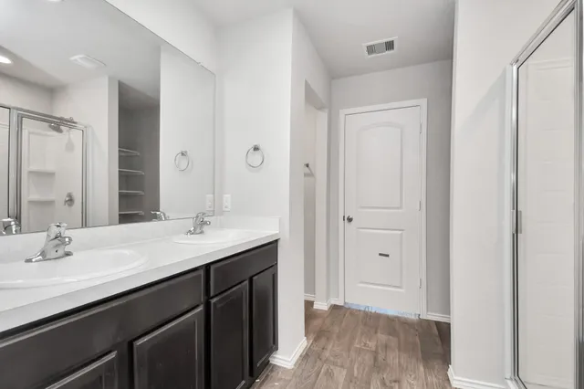 an outdoor space with seating