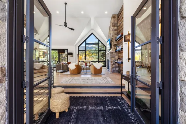 a view of living room and dining room