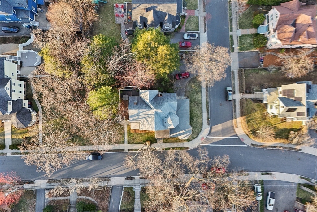 35 Frances Street Melrose, MA 02176 - Photo 39 of 42 an aerial view of a house with a yard and large trees
