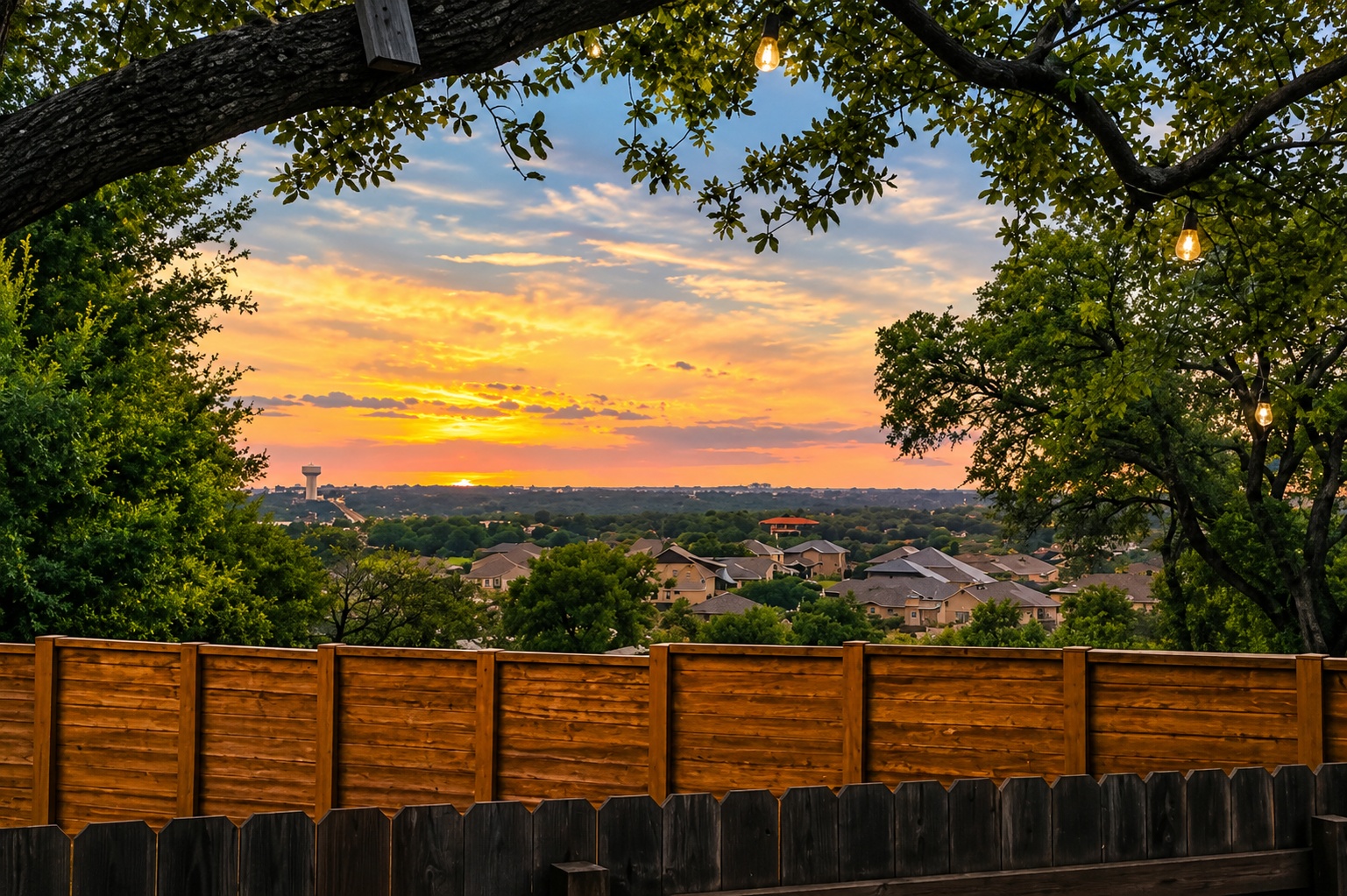 4420 Ingram Road Georgetown, TX 78628 - Photo 32 of 40 Golden hour illuminates a peaceful neighborhood from a private, fenced backyard.