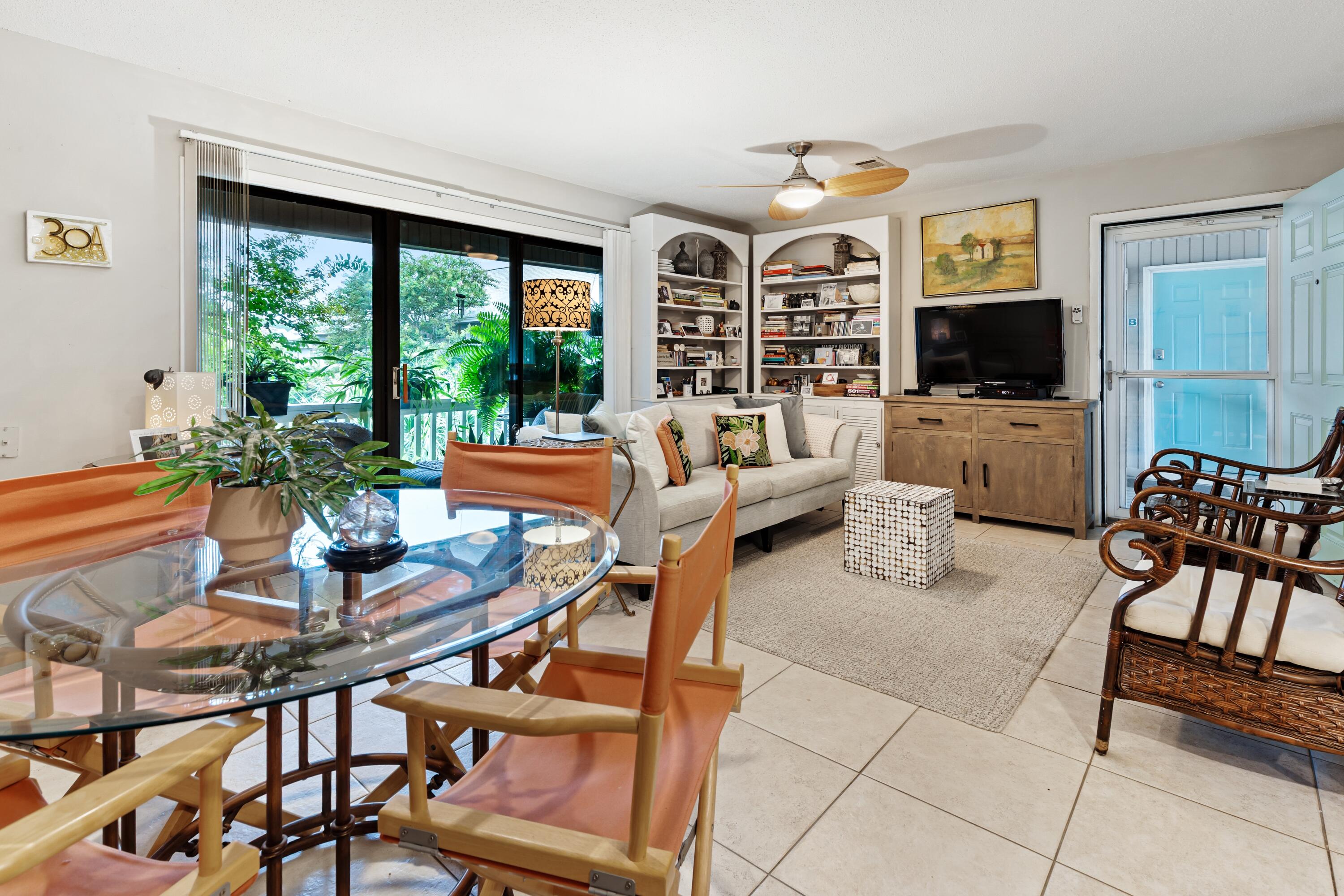3799 East County Highway 30A, Unit D5 Santa Rosa Beach, FL 32459 - Photo 2 of 34 a living room with furniture a flat screen tv and a large window