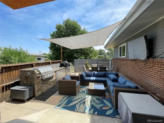 a view of outdoor space with seating