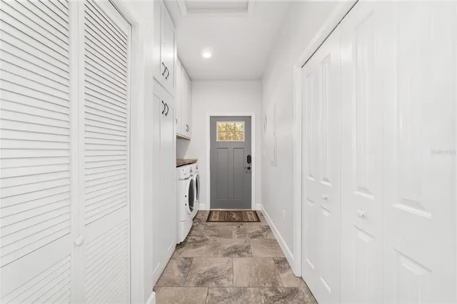 a view of a lake with a big yard