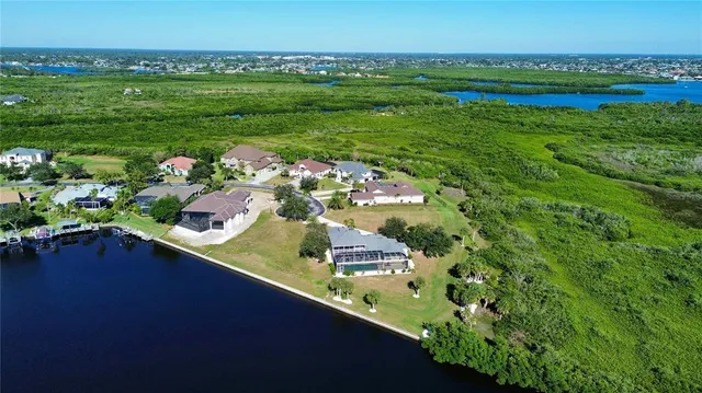 a view of a lake from a yard