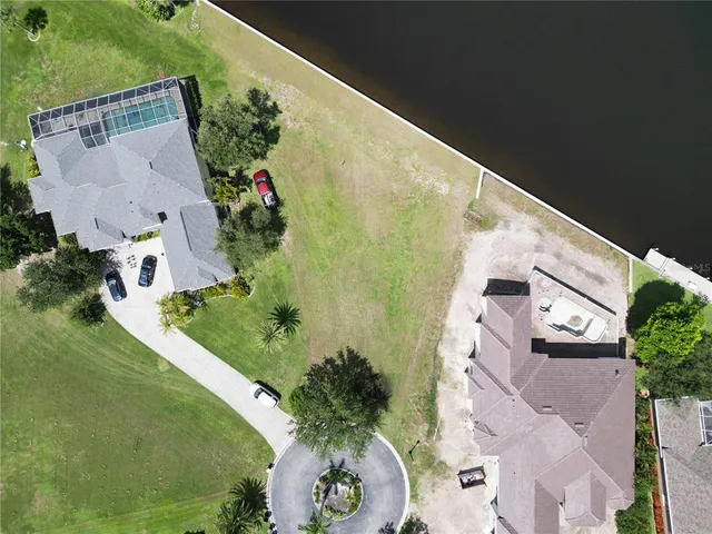 an aerial view of a house