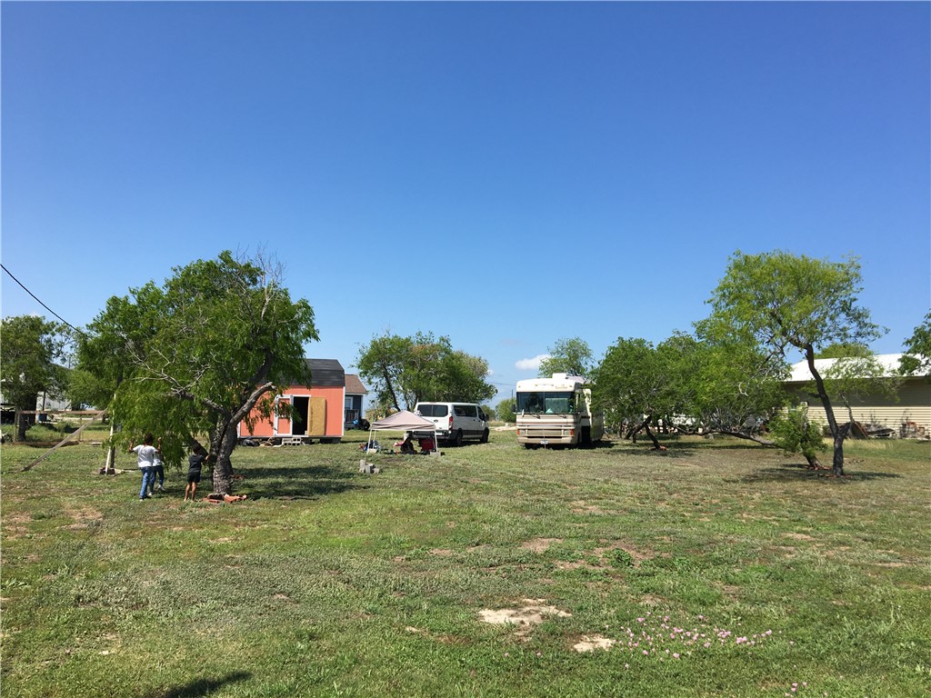 a view of outdoor space with garden and trees
