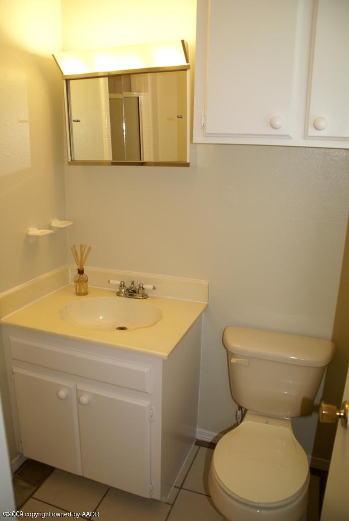 4816 South Austin Street Amarillo, TX 79110 - Photo 11 of 14 a bathroom with a sink a toilet and mirror