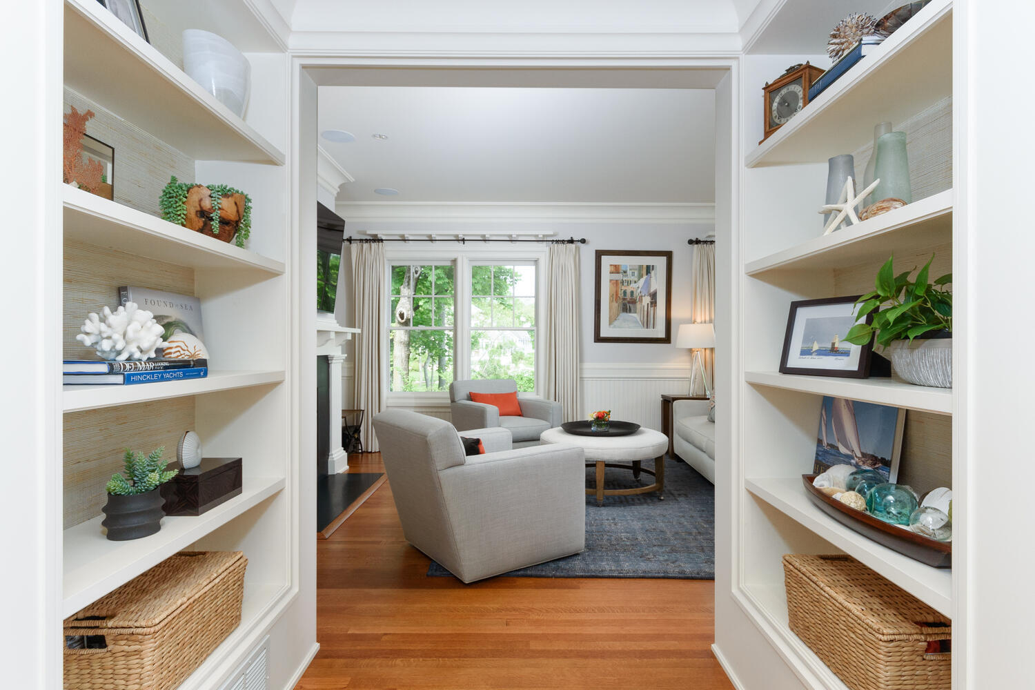 59 5 Mile River Road Darien, CT 06820 - Photo 12 of 39 a living room with furniture and a fireplace