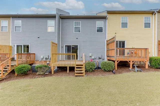 an aerial view of multiple houses