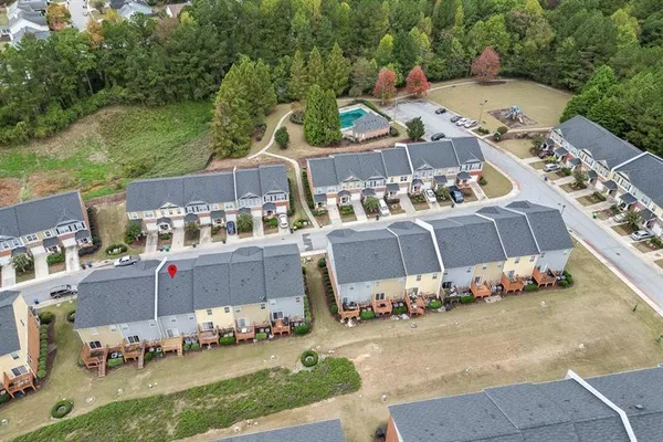 an aerial view of a house