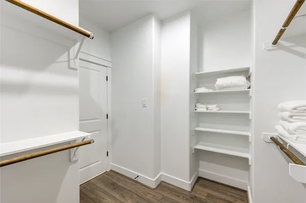 a view of an empty walk in closet